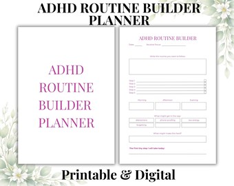 ADHD Routine Builder Planner Printable | Simple Habit & Routine Tracker | A4 US Letter PDF |Pink