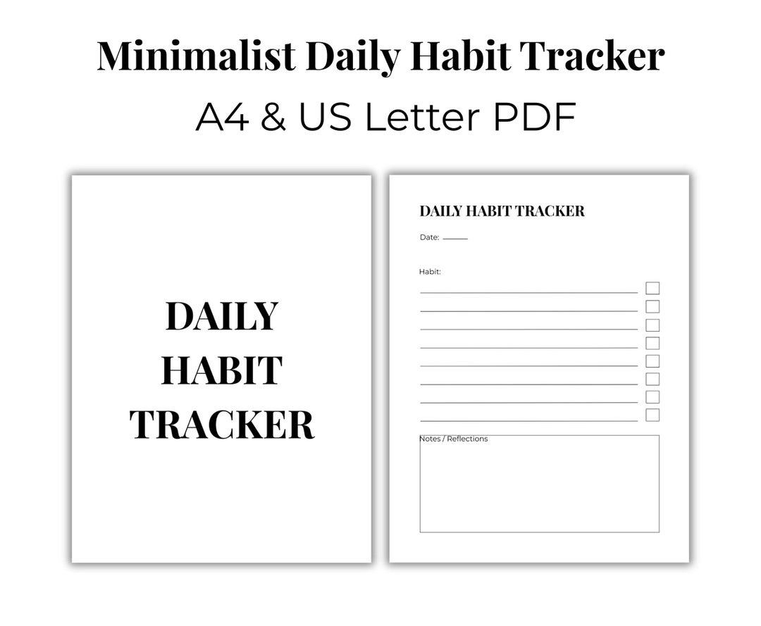 Daily Habit Tracker Printable | Minimal Planner | A4 & US Letter ...