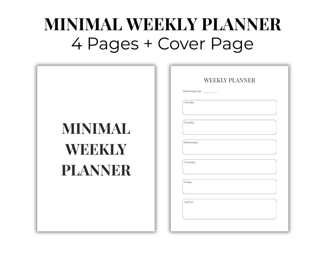 Minimal Weekly Planner Printable | A4, US Letter (digital Download ...