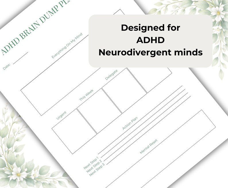ADHD Brain Dump Planner | Task Sort Sheet, Mental Reset (digital ...