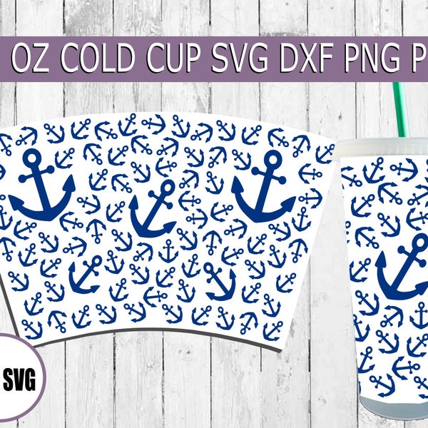 Maritime SVG, Anker SVG, 24oz Cold Cup SVG, Cup Wrap SVG, Anker Svg Datei, Starbucks Cold Cup Wrap svg, STarbucks Cup Svg