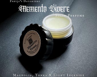 Memento Vivere Solid Perfume: Memento Mori Collection- Magnolia, Tonka and light incense