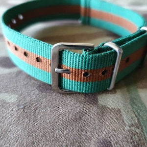 Women&#39;s Royal Army Corps WRAC green brown 18mm G10 NATO watch strap