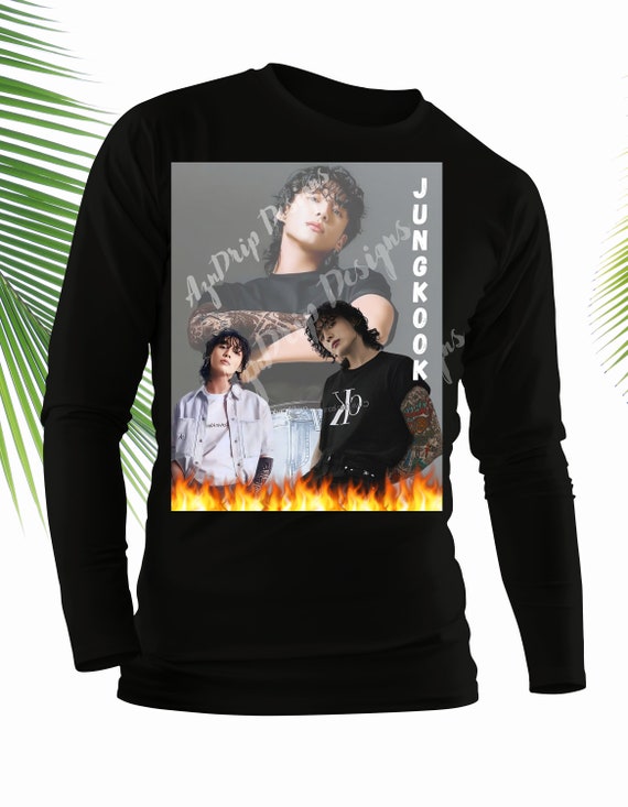 トップス   x Jung Kook of BTS T Black Jungkook Black T-shirt - Etsy