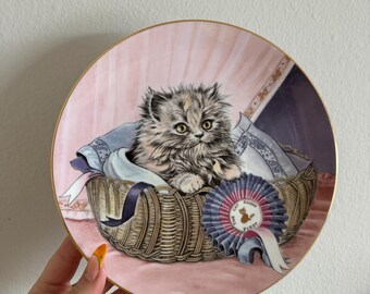 Royal Worcester Kitten Plate | "First Prize" Cat Collector Plate, Bone China England