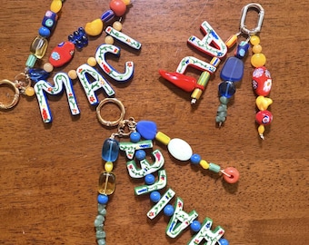 Custom Name Bag Charm | Personalized Purse Charm | Handmade Beaded Bag Accessory | Custom Keychain | Gift for Her