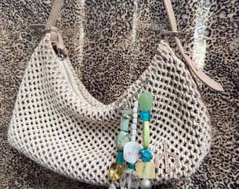 Turquoise Beaded Bag Charm | Statement Purse Charm | Handmade Boho Accessory