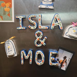 Handmade Floral Ceramic Name Magnets | Custom Initial Letters, Bridesmaid Gift