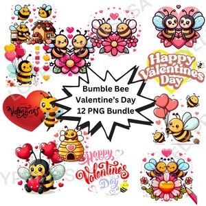 Valentine&#39;s Day Bumble Bee Clipart Png, Valentines Day Clipart, Love Bee Clipart, Bee My Valentine Clipart, Bee png, Bumble Bee Sublimation
