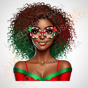 Black Santa Girl PNG Black Girl Clipart Afro Black Women Christmas Santa Claus Winter Merry Christmas Girl Sublimation Black Queen Image