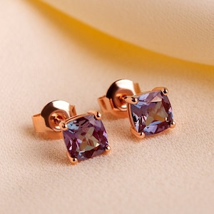 Alexandrit Ohrstecker, Ohrringe, Ohrringe für Frauen, Ohrstecker, Ohrringe für Frauen, Rosegold Ohrringe, Alexandrit Ohrringe, 6mm Ohrstecker