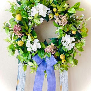 Summer Hydrangea Wreath with fruit, Summer Door Wreath, Spring and Summer Hydrangea Wreath, Cottage Garden Floral Wreath,Summer Door Wreath,