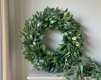Greenery Wreath: Luxury Faux Leaf Wall or Door Decor, Year-Round Accent