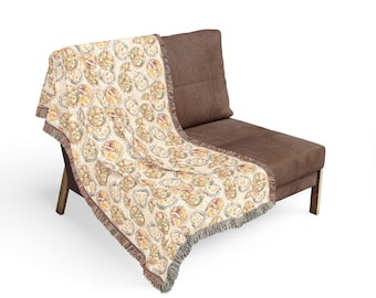 Vintage Floral Medallion Woven Blanket | Boho Tapestry Throw