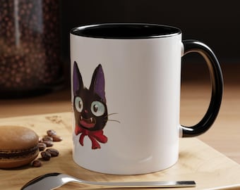 Cat Illustration Accent Coffee Mug | 11oz 15oz