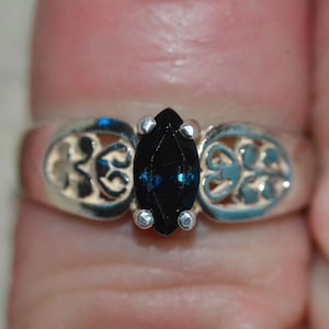 Appraised Blue Sapphire Ring 0.91 Carat Sterling Silver Marquise Solitaire Natural Genuine Real Blue September Birthstone Jewelry SR27