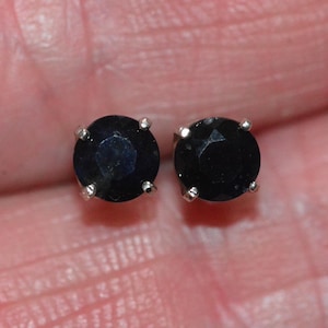 Midnight Blue Sapphire Stud Earrings 1.26 Carats Round Cut September Birthstone Sterling Silver Jewelry Gift Genuine Natural Real SE34