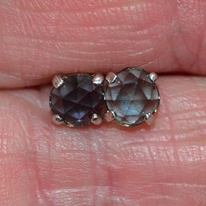 Color Change Rose Cut Sapphire Earrings 1.82 Carat Sterling Silver Studs Natural Genuine Earth Mined September Birthstone Appraised SE72