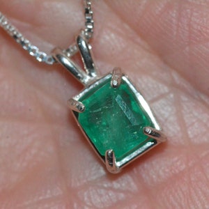 1.49 Carat Earth Mined Emerald Pendant On Sterling Silver Necklace EP256