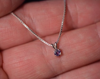 Strong Color Change Alexandrite Necklace Sterling Silver 0.16 Carat Pendant
