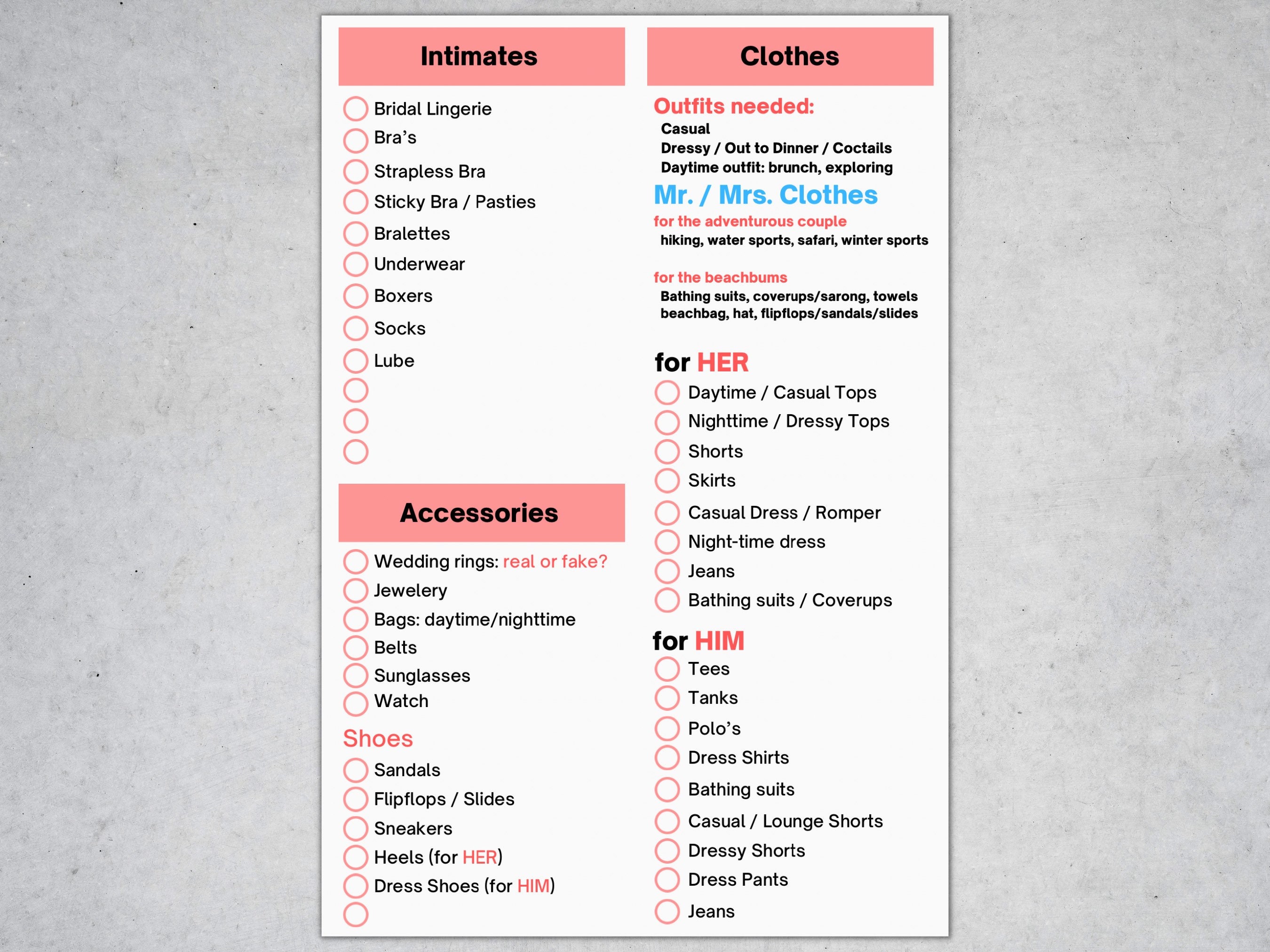 Ultimate Honeymoon Packing List, Honeymoon Planner Printable, Honeymoon ...