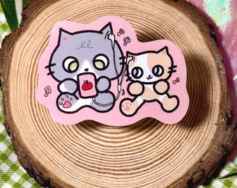 Pegatina de gatos músicos - Vinilo mate o brillante