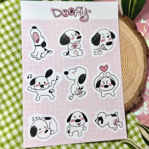 Cartela de adesivos em quadrinhos com beagle – Adesivos de vinil fosco à prova d'água para caderno