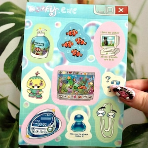 Frutiger Aero Sticker Sheet - Glossy Vinyl Stickers, Retro Webcore Aesthetic, Y2K Nostalgia