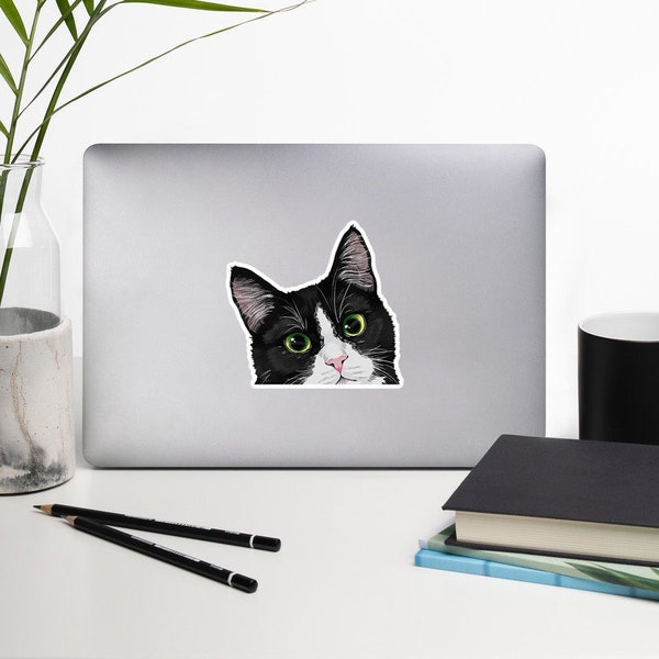 Tuxedo Cat Aufkleber | Haustier Schwarz und Weiß Katzen Aufkleber