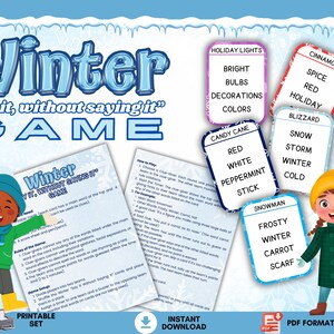 Jogo de inverno, jogo de dizer sem dizer, jogo de festa de inverno em sala de aula, jogo de festa para impressão, noite de jogos em família, atividades de inverno para crianças