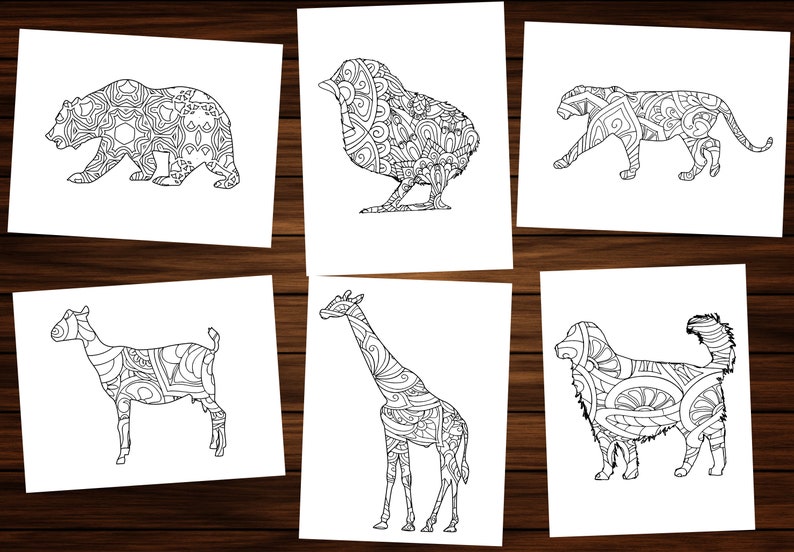Animal Mandala Coloring Book - Printable PDF - Etsy