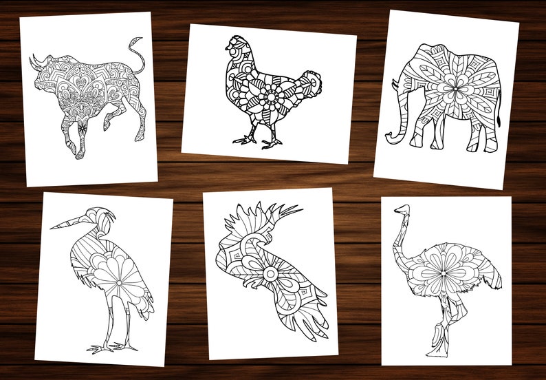 Animal Mandala Coloring Book - Printable PDF - Etsy