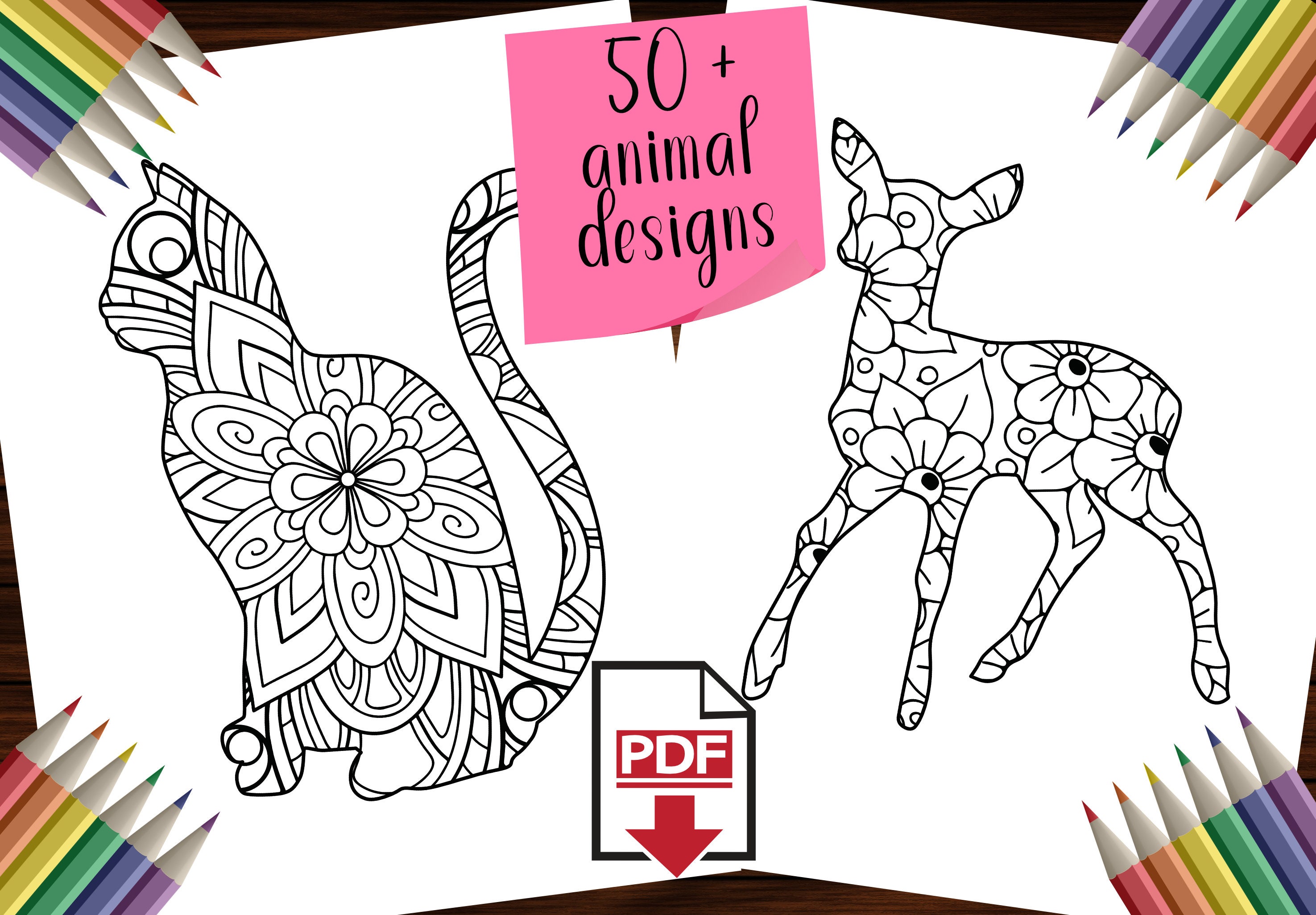 Animal Mandala Coloring Book - Printable PDF