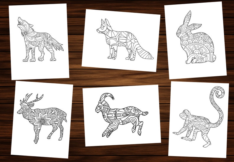 Animal Mandala Coloring Book - Printable PDF - Etsy