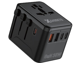 XGadgets Universal Travel Adapter 35W GaN Fast Charger | Worldwide Plug Converter with USB-C, USB-A PD & Multi-Port Fast Charging