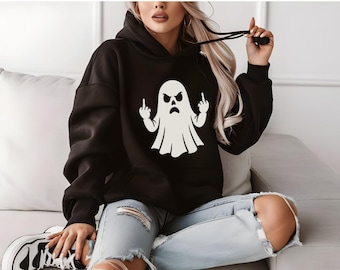 Funny Ghost Middle Finger Hoodie