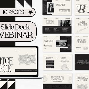 Sjabloon canvas slidedeck, zakelijke presentatie, zwarte esthetische webinar, presentatiepitchdeck, luxe bewerkbare sjabloon, merkstrategie