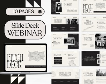 Canva Slide Deck Template, Business Presentation, Black Aesthetic Webinar, Presentation Pitch Deck, Luxury Editable Template, Brand Strategy