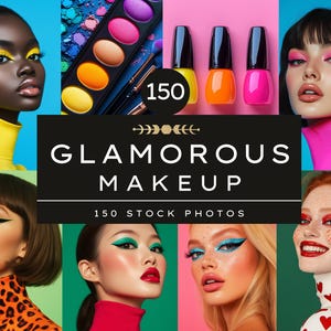 Bundel neonmake-upfoto&#39;s, 150 glamoureuze make-upafbeeldingen, Beauty AI-foto&#39;s, cosmetica-voorraadfoto&#39;s, make-upartiestvoorraad, lipvoorraadfoto&#39;s