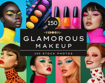 Neon Makeup Stock Photos Bundle, 150 Glamorous Makeup Images, Beauty AI Photos, Cosmetic Stock Photos, Makeup Artist Stock, Lip Stock Photos
