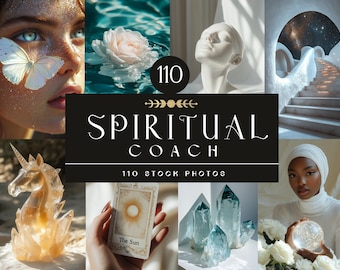 Fotos de archivo de entrenador espiritual, publicación de sanador esotérico holístico, imágenes estéticas blancas, lector de tarot místico, cristales de energía curativa