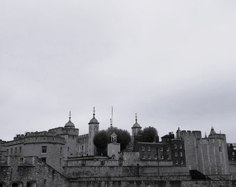 Arte descargable en blanco y negro Torre de Londres, arte de pared imprimible digital para descargar