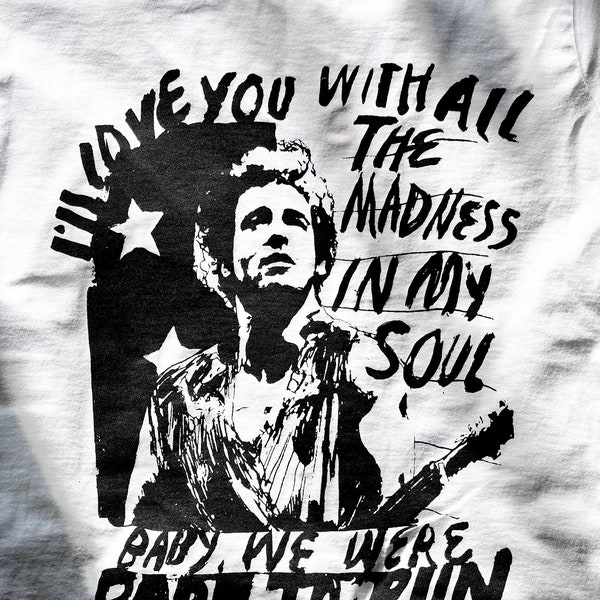 Bruce Springsteen the Boss Born To Run organic cotton t shirt unisex original design handmade printed graphic shirt