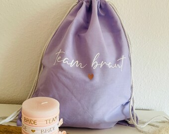 JGA Braut Team Bride Beutel Personalisiert mit Herz