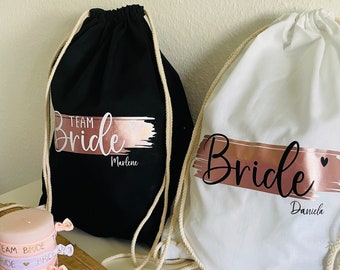 JGA Braut Team Bride Beutel Personalisiert | auch in Pastell