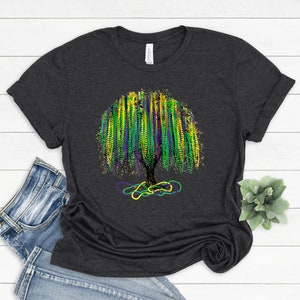 Mardi Gras Tree Shirt, Watercolor Mardi Gras Bead Tree, Mardi Gras Tee, Carnival Shirt, New Orleans Tee, NOLA Shirt, Fat Tuesday Shirt image 3