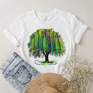 Mardi Gras Tree Shirt, Watercolor Mardi Gras Bead Tree, Mardi Gras Tee, Carnival Shirt, New Orleans Tee, NOLA Shirt, Fat Tuesday Shirt image 4