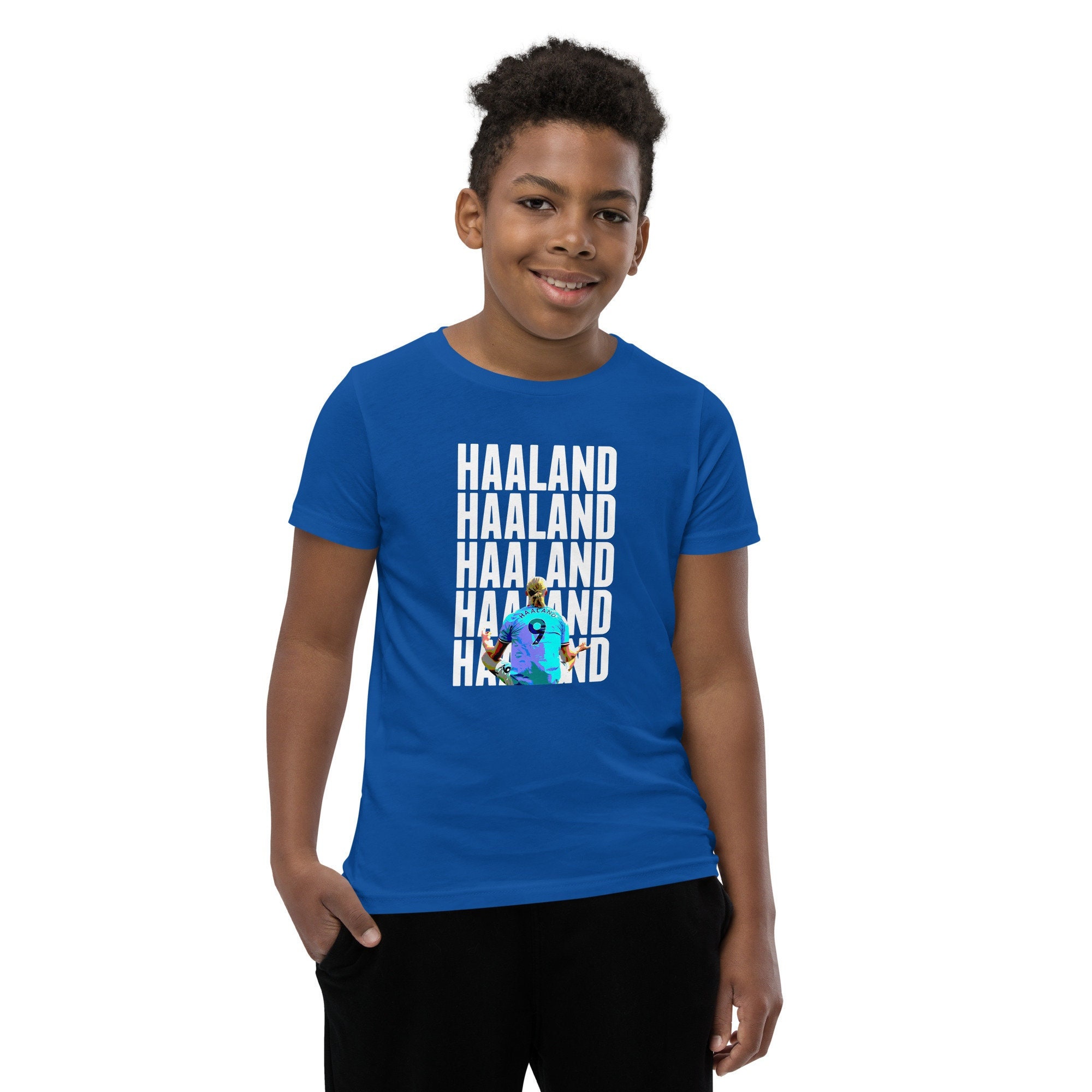  Manchester City Erling Haaland - Camiseta de primera calidad,  estilo vintage, trenzada, triblend Slub, Azul : Ropa, Zapatos y Joyería