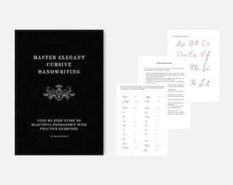 Cuaderno de ejercicios de práctica de escritura a mano elegante, parte 1 | Estilo de caligrafía cursiva | Mejorar la caligrafía y las letras | Guía digital en PDF