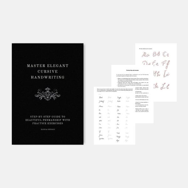 Elegant Handwriting Practice Workbook Part 1 | Cursive Calligraphy Style | Improve Penmanship & Lettering | Digital PDF Guide